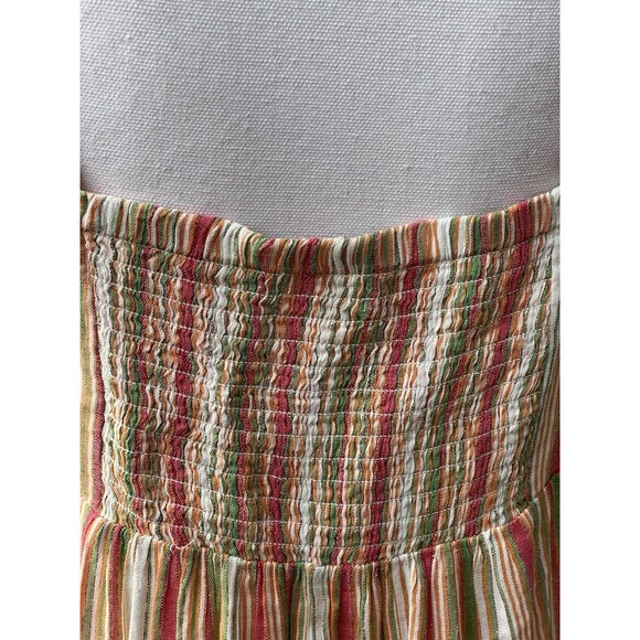 Linda Anderson Sun Dress Empire Waist Tiered Sz M Flowy Smocked Gauze Metallic - Picture 7 of 12